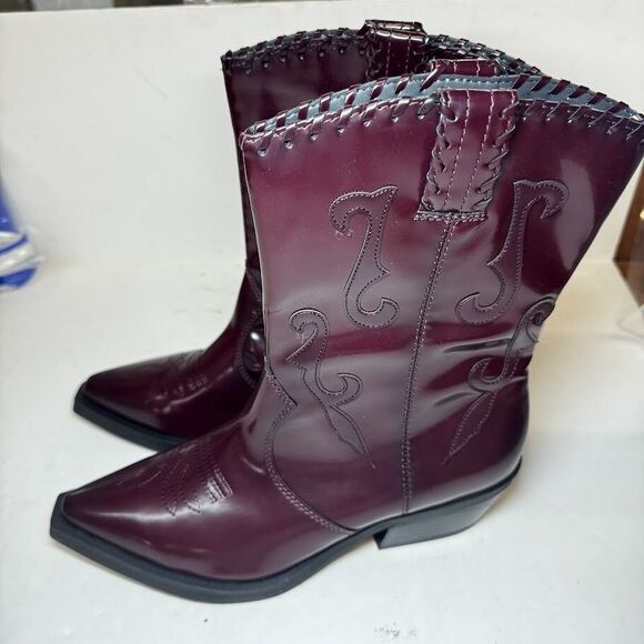 Franco Sarto Womens 10 M Dark Red Bordeaux Lance Western Cowboy Boots NIB IN7 - Picture 2 of 6
